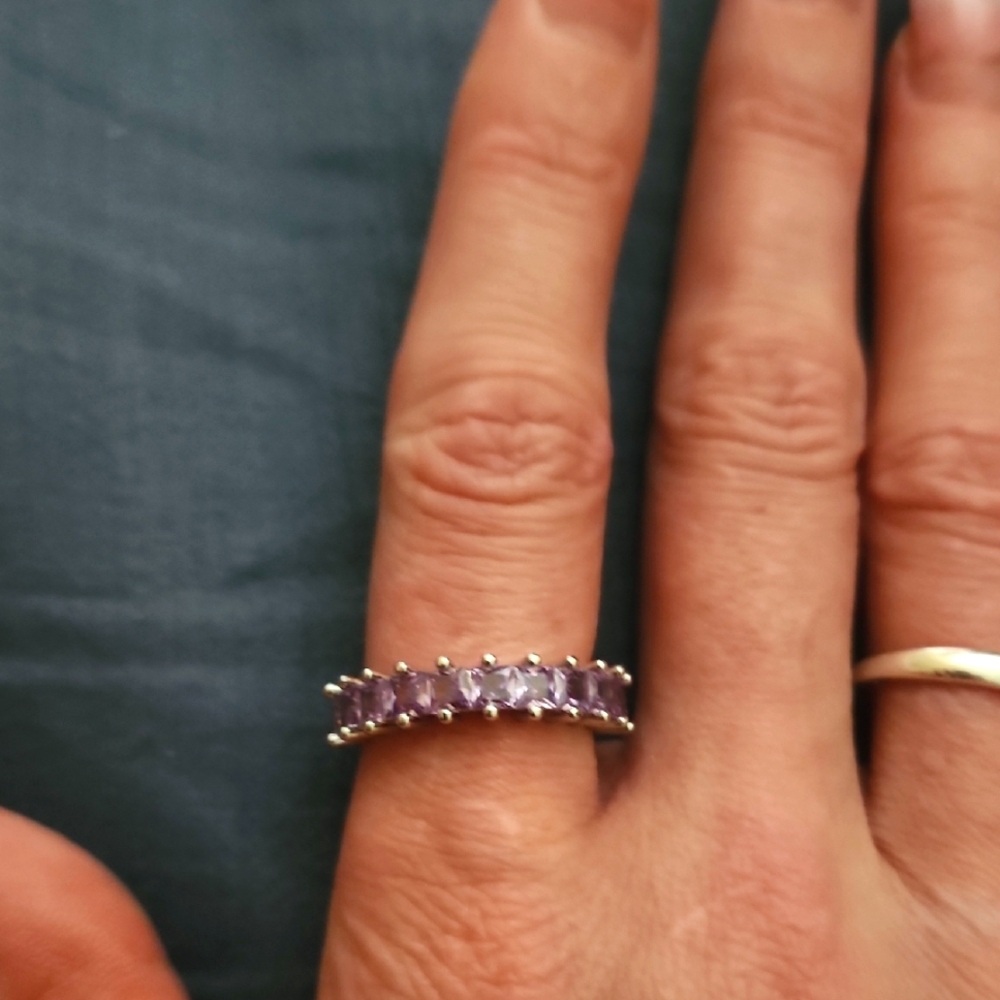 Elegant Purple Gemstone Half Eternity